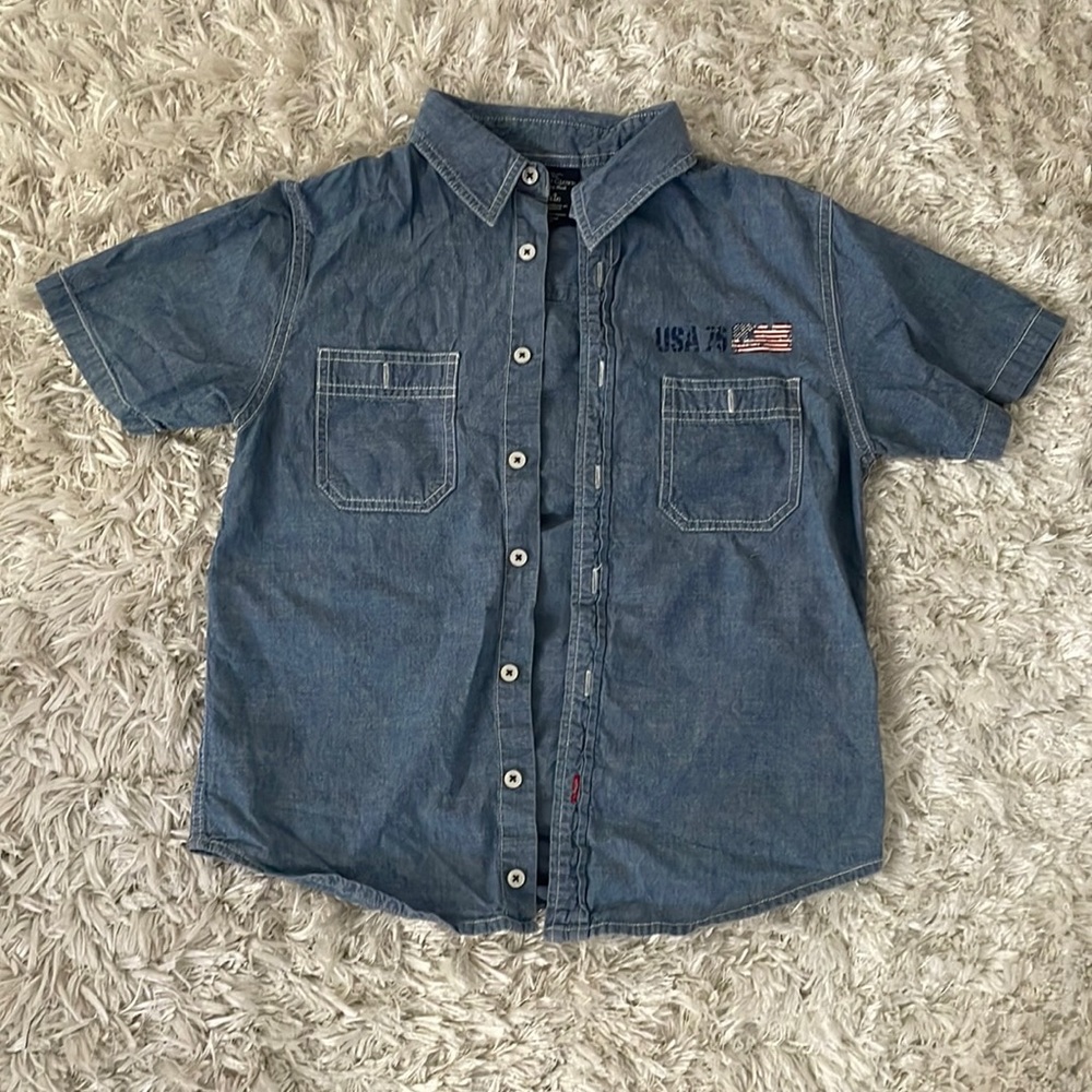 Kids Blue USA Button Down Shirt